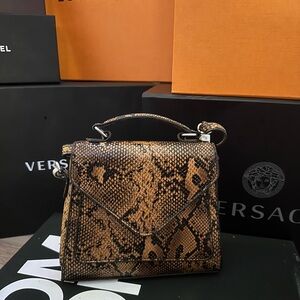 New Nordstrom Top Handle Mini Bag in Brown Snakeskin Print